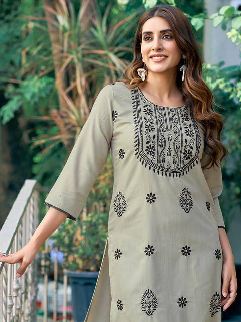 Skylee Pop Women Ethnic Motifs Embroidered Chikankari Kurta