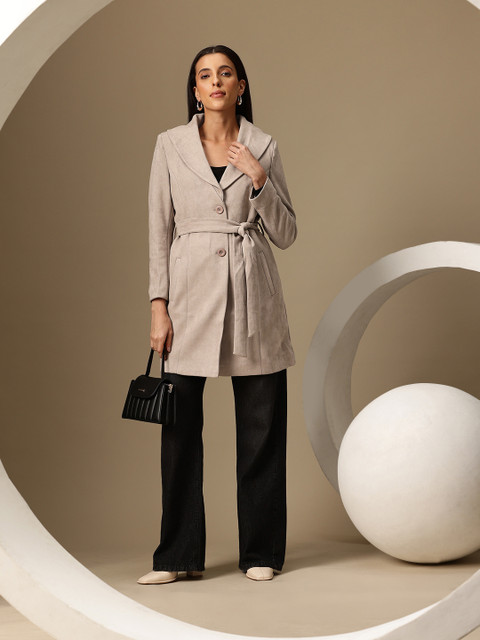 Chemistry Single-Breasted Belted Suede Overcoat - Image 6