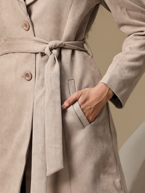 Chemistry Single-Breasted Belted Suede Overcoat - Image 7