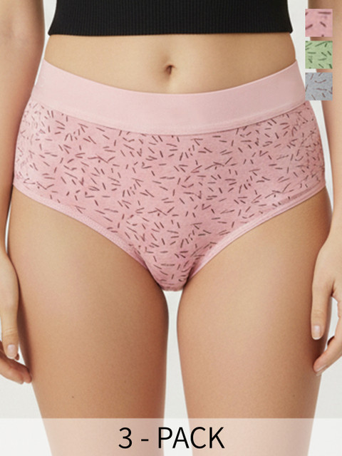 FiveFlag Pack of 3 Printed Mid-Rise Hipster Briefs