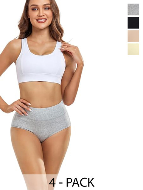 Diving Deep Women Pack Of 4 Mid-Rise Hipster Briefs