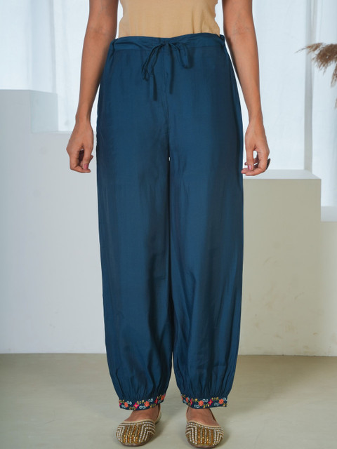 Aramya Mid-Rise Loose Fit Roman Silk Salwar