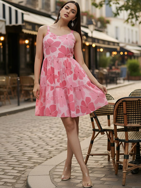 fusion by glitchez Floral Print Fit & Flare Dress