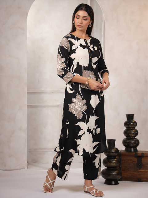 LYFJ Women Floral Printed Tunic With Trousers Co-ords - Image 4