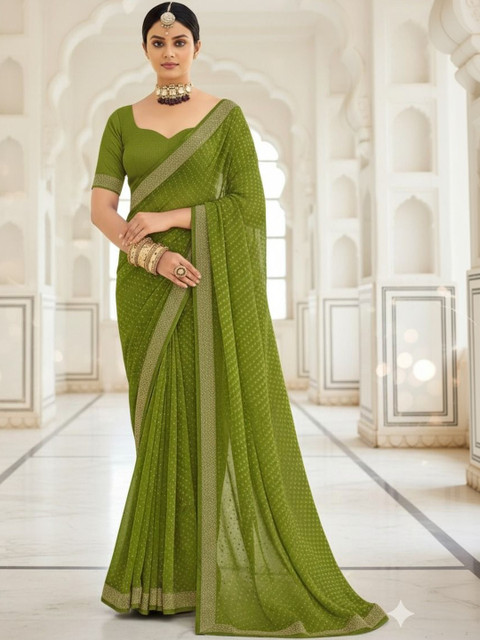 Moda Rapido Embellished Zari Poly Georgette Bandhani Saree