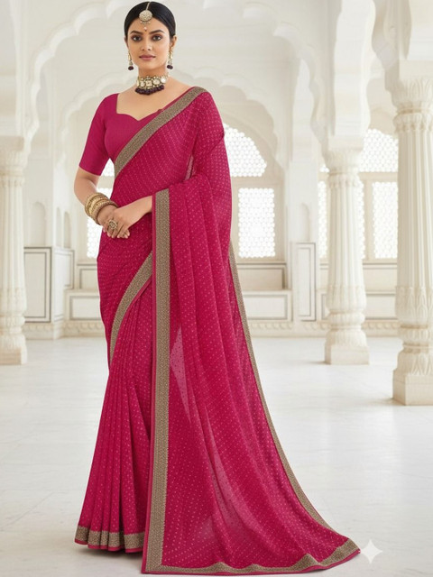 Moda Rapido Embellished Poly Georgette Designer Bandhani Saree