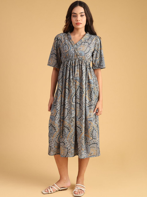 LIMEROAD Print A-Line Midi Dress