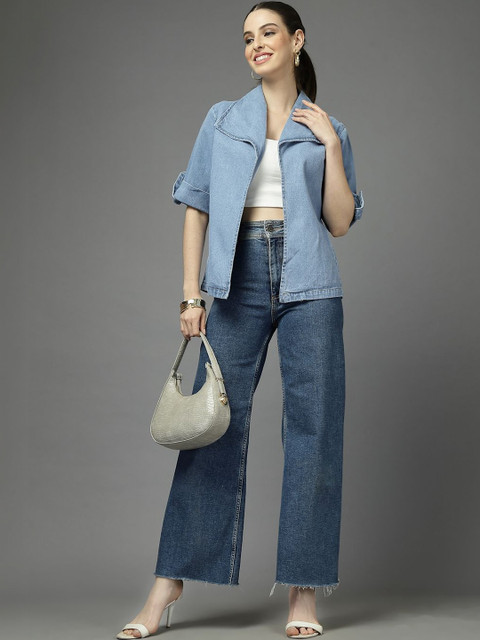 Style Quotient Spread Collar Denim Coat - Image 5