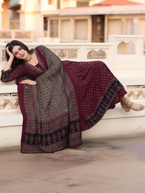 GoSriKi Women Ethnic Motifs Printed Regular Kurta with Trousers & With Dupatta