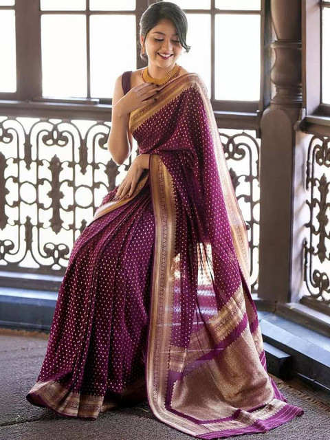 Rujave Woven Design Zari Silk Blend Kanjeevaram Saree