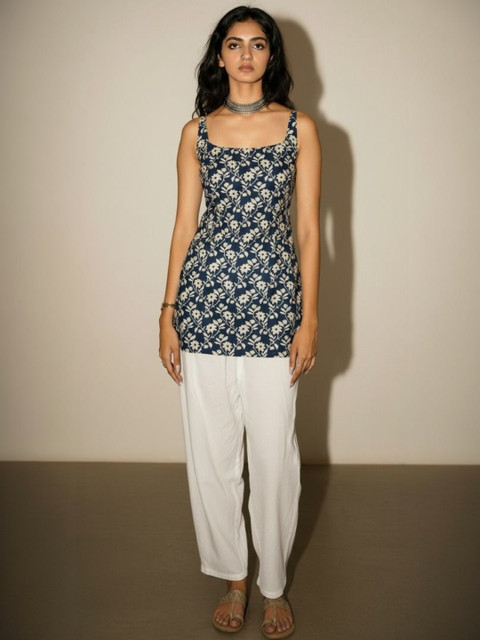 Anouk Mirage Floral Printed Boat Neck Pure Cotton Kurti