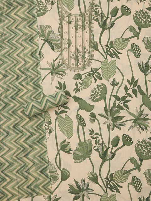 Soch Printed Pure Cotton Unstitched Dress Material - Image 4