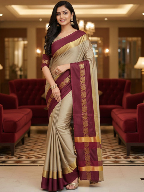 A S CREATION Woven Design Zari Art Silk Handloom Kanjeevaram Saree