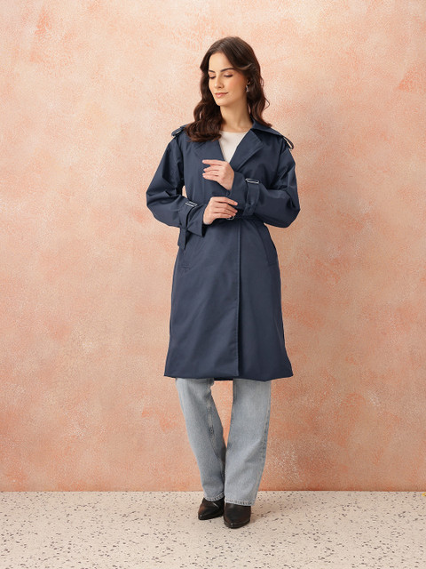 all about you Notched Lapel Collar Single-Breasted Regular Fit Trench Coat with Belt - Image 3