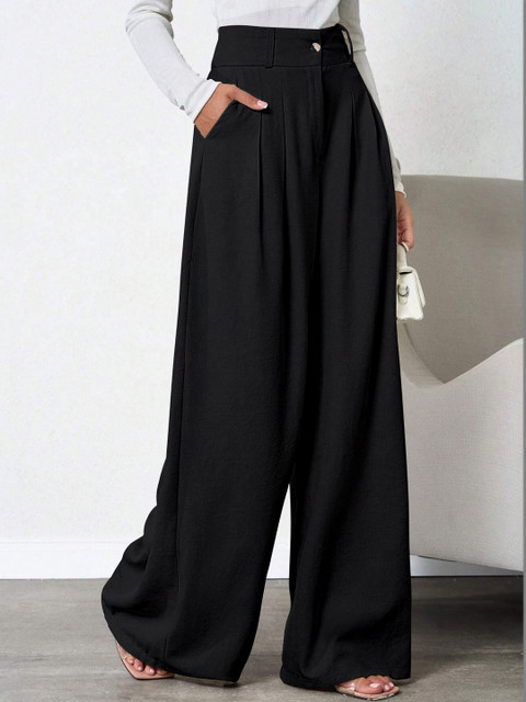 LERIYA FASHION Women High-Rise Easy Wash Trousers