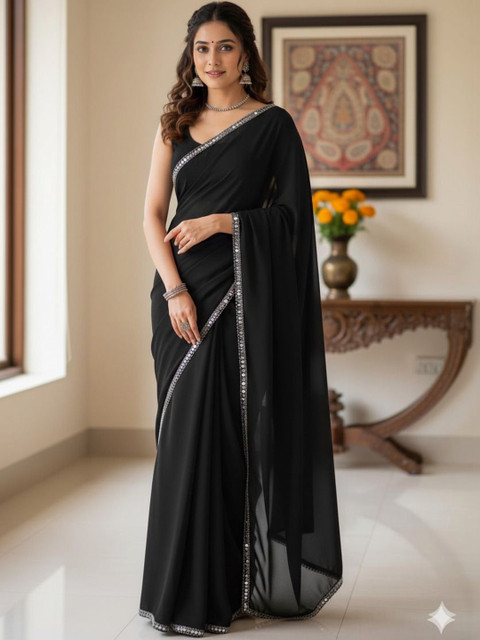 ALBIRA CREATION Sequinned Pure Georgette Banarasi Saree
