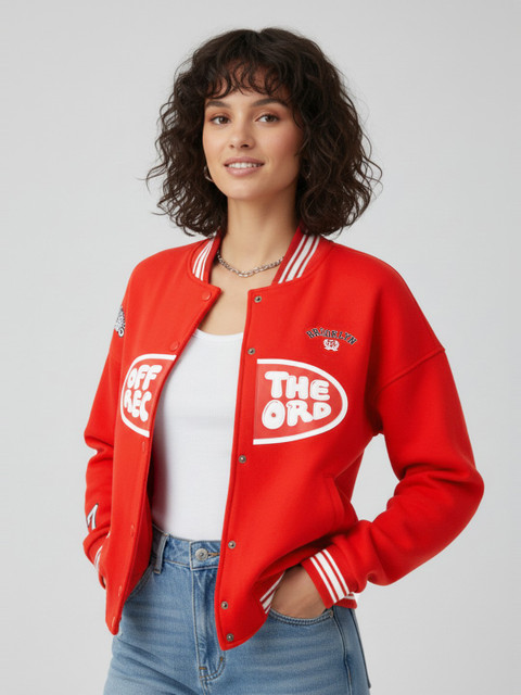 glitchez Printed Relaxed Varsity Jacket