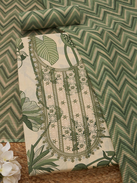 Soch Printed Pure Cotton Unstitched Dress Material