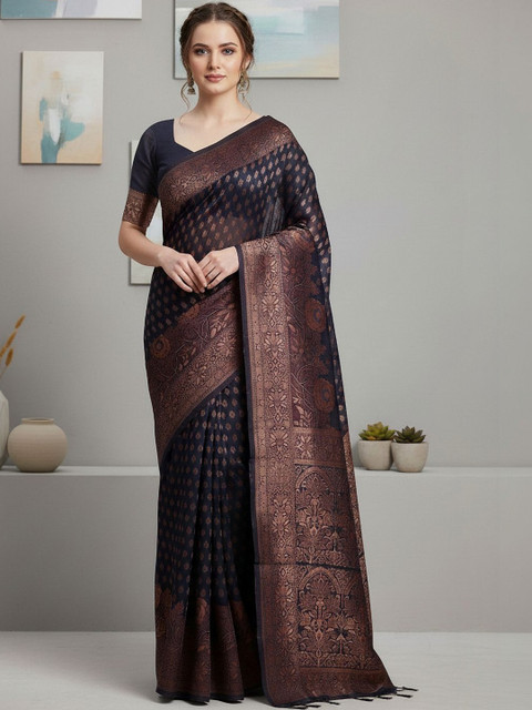 THREAD BOX Ethnic Motifs Zari Silk Blend Banarasi Saree