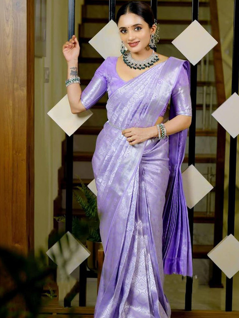 SANISA Ethnic Motifs Zari Silk Blend Saree