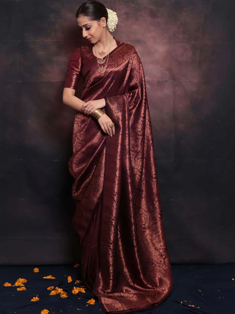 SANISA Ethnic Motifs Zari Silk Blend Saree