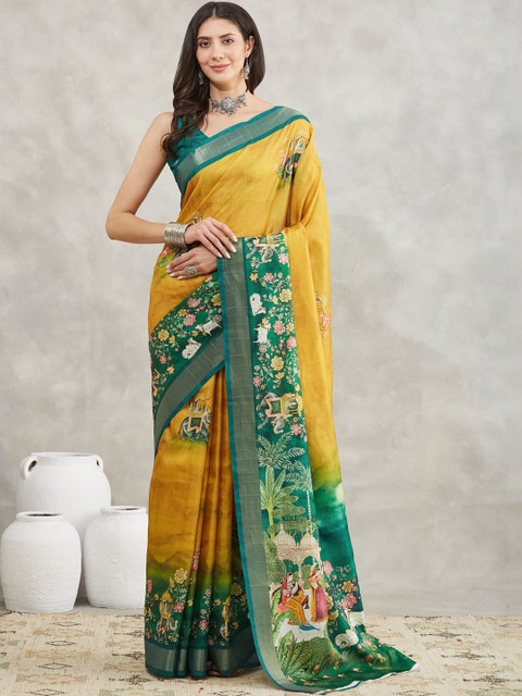 THREAD BOX Ethnic Motifs Silk Blend Saree