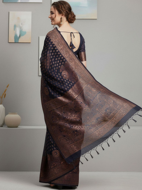 THREAD BOX Ethnic Motifs Zari Silk Blend Banarasi Saree - Image 5