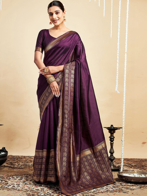 SANISA Woven Design Zari Silk Blend Saree