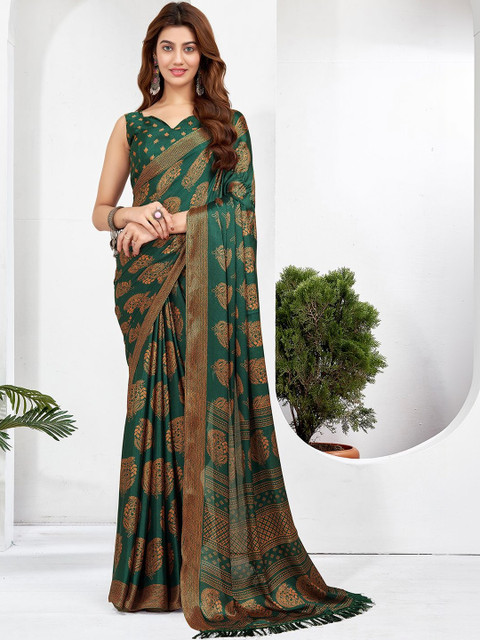 SANISA Ethnic Motifs Zari Satin Saree