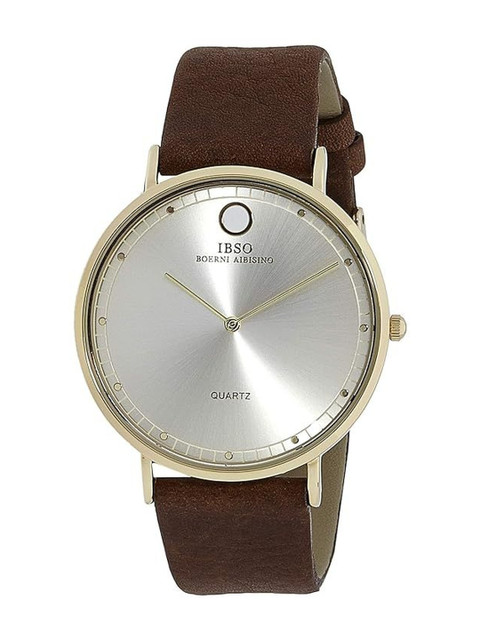 IBSO Unisex Embellished Dial & Leather Textured Straps Analogue Watch B2236GGL