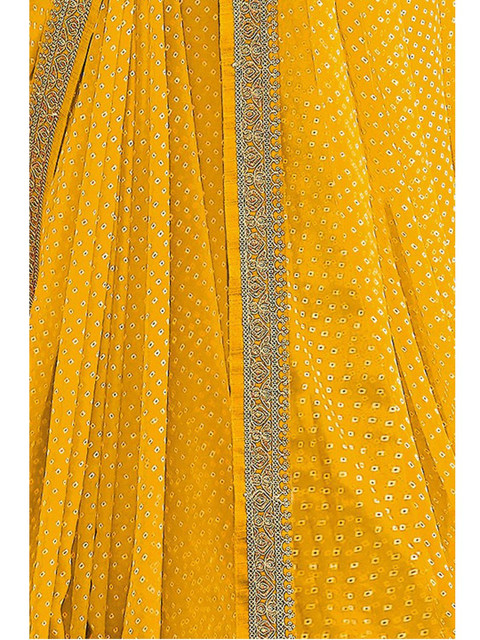 SANISA Embellished Zari Poly Georgette Heavy Work Bandhani Saree - Image 3
