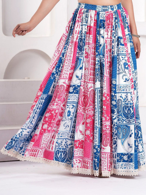 Maquien Printed Maxi Flared Skirts