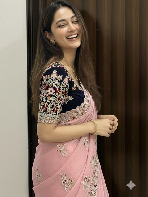 ROFOLO Embellished Embroidered Art Silk Heavy Work Saree - Image 2