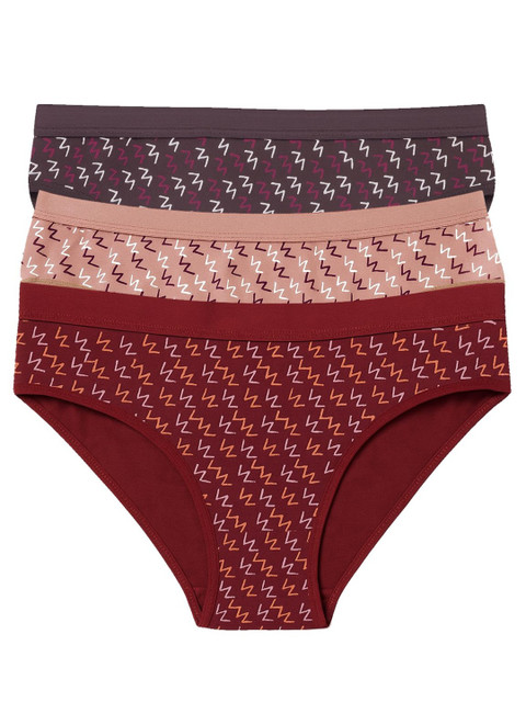 FiveFlag Pack Of 3 Printed Mid-Rise Hipster Briefs