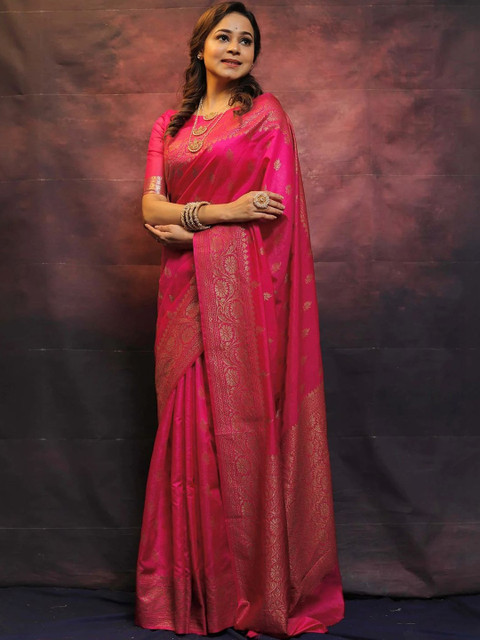 SANISA Woven Design Zari Silk Blend Saree