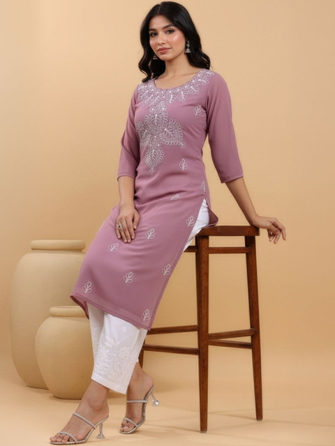 THREAD BOX Women Floral Printed Thread Work Georgette Kurta