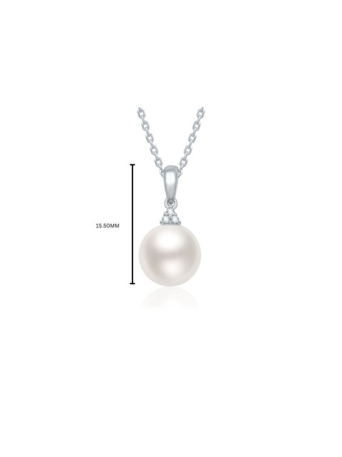 MIVRAA 9 KT White Gold Pearls Diamond Studded Pendant - 0.24 g