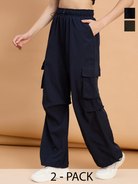 The Roadster Lifestyle Co Pack of 2 Loose Fit Parachute Cargo Trousers