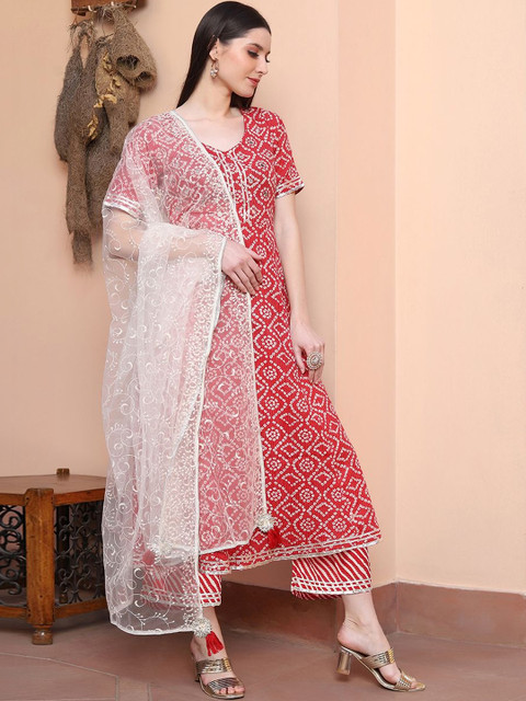 KALINI Floral Printed Net Dupatta with Tassles - Image 3