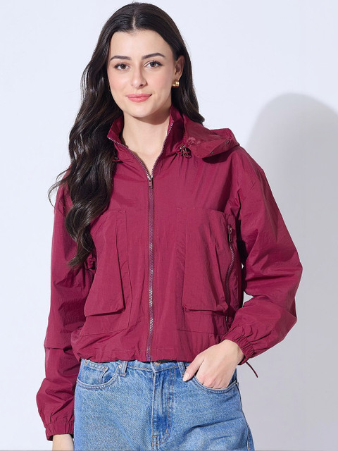 The Roadster Lifestyle Co Nylon Hooded Open Front Jacket