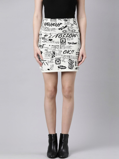 SHOWOFFFF Self Design Mini Pencil Skirts