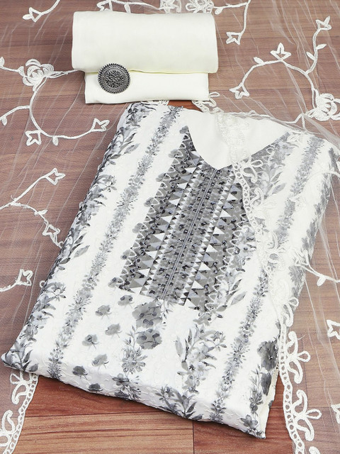 Biba Floral Printed Silk Georgette Unstitched Dress Material