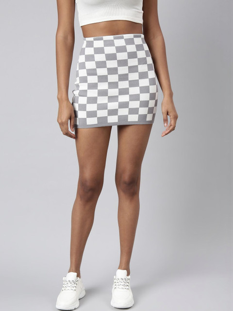 SHOWOFFFF Checked Mini Pencil Skirts