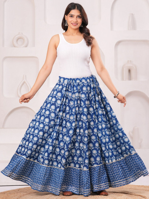 Maquien Printed Flared Maxi Skirt