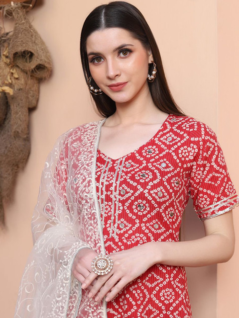 KALINI Floral Printed Net Dupatta with Tassles - Image 2