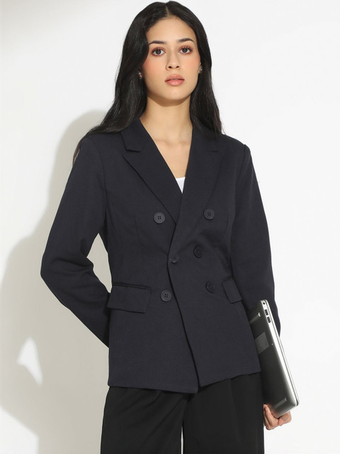 SHOWOFFFF Cotton Tailored Fit Double-Breasted Blazers