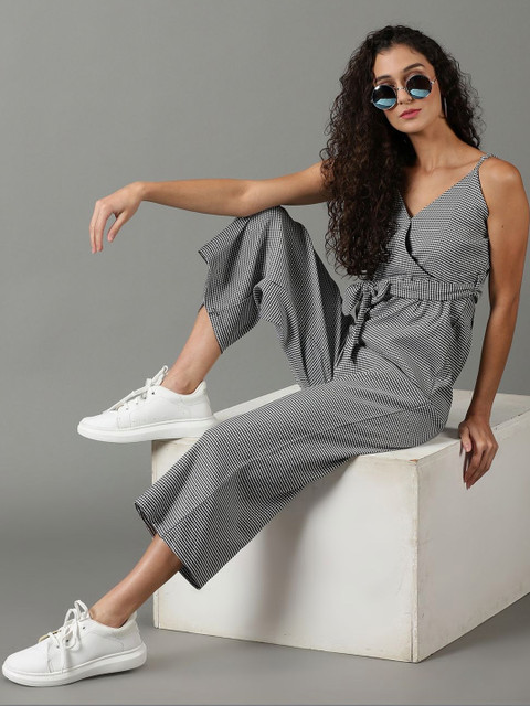 SHOWOFFFF Checked Basic Jumpsuit