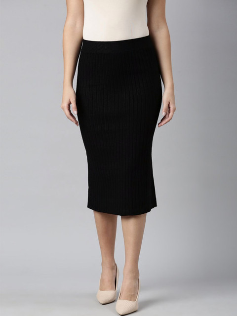 SHOWOFFFF Self Design Midi Straight Skirts