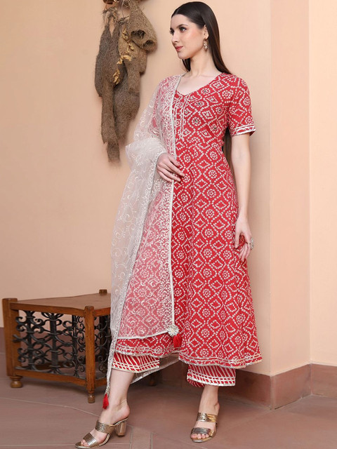 KALINI Floral Printed Net Dupatta with Tassles