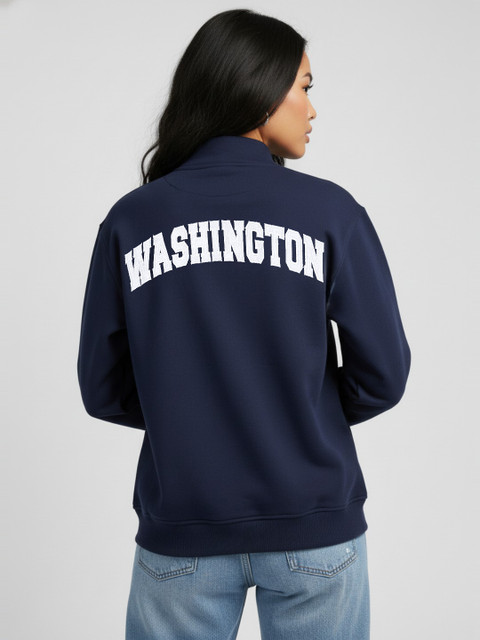 glitchez Stand Collar Drop-Shoulder Sleeves Typography Bomber Jacket